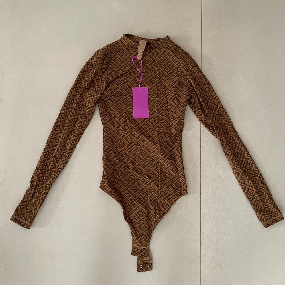 Fendi SKIMS Logo long sleeve bodysuit